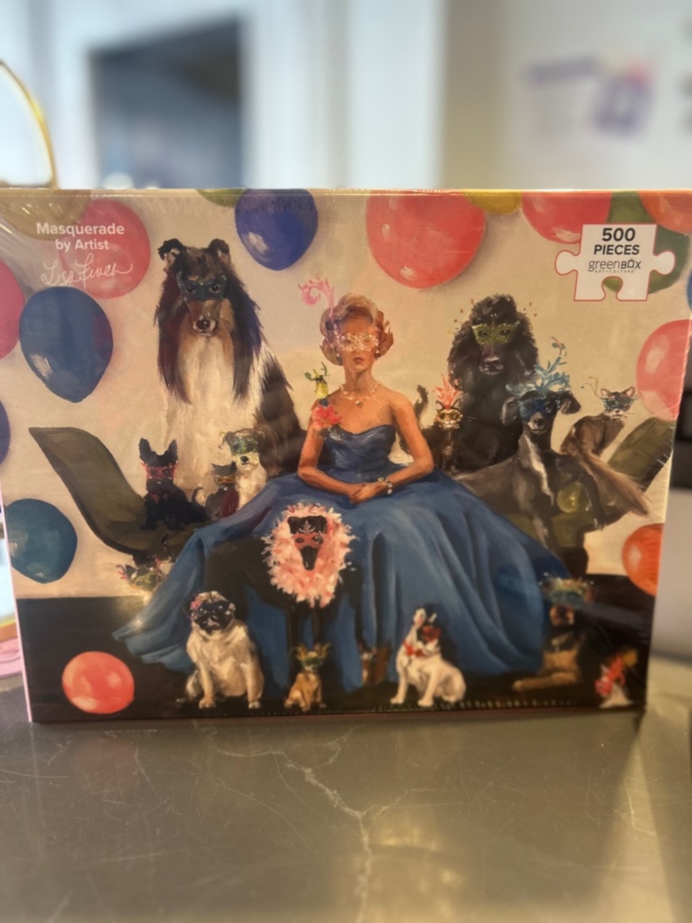 Masquerade Dog Puzzle - Blue Cover Art by Artist Lisa Finch